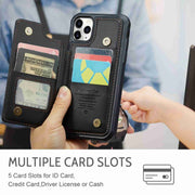 For iPhone 11 Pro Max CaseMe C22 Card Slots Holder RFID Anti-theft Phone Case(Black)