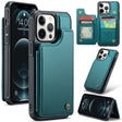 For iPhone 12 Pro Max CaseMe C22 Card Slots Holder RFID Anti-theft Phone Case(Blue Green) - free shipping - PMC Jewellery - Order now!