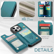 For iPhone 12 Pro Max CaseMe C22 Card Slots Holder RFID Anti-theft Phone Case(Blue Green)