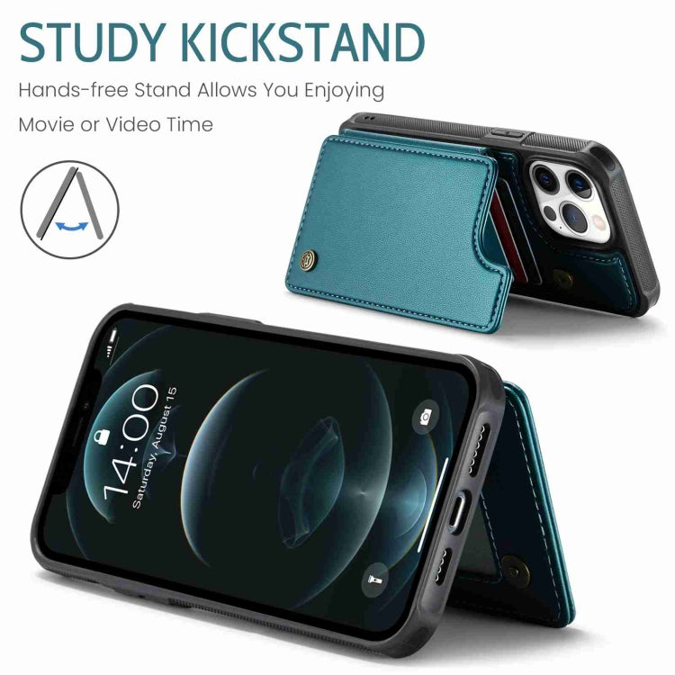 For iPhone 12 Pro Max CaseMe C22 Card Slots Holder RFID Anti-theft Phone Case(Blue Green)