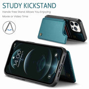 For iPhone 12 Pro Max CaseMe C22 Card Slots Holder RFID Anti-theft Phone Case(Blue Green)