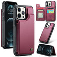 For iPhone 12 Pro Max CaseMe C22 Card Slots Holder RFID Anti-theft Phone Case(Wine Red) - free shipping - PMC Jewellery - Order now!