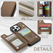 For iPhone 12 Pro Max CaseMe C22 Card Slots Holder RFID Anti-theft Phone Case(Brown)