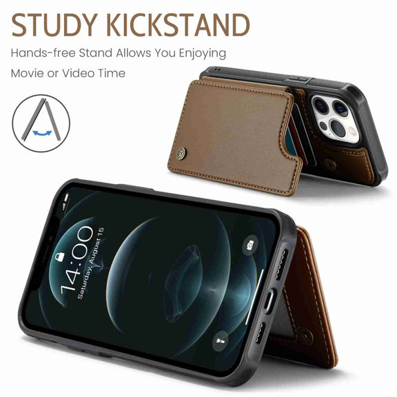 For iPhone 12 Pro Max CaseMe C22 Card Slots Holder RFID Anti-theft Phone Case(Brown)