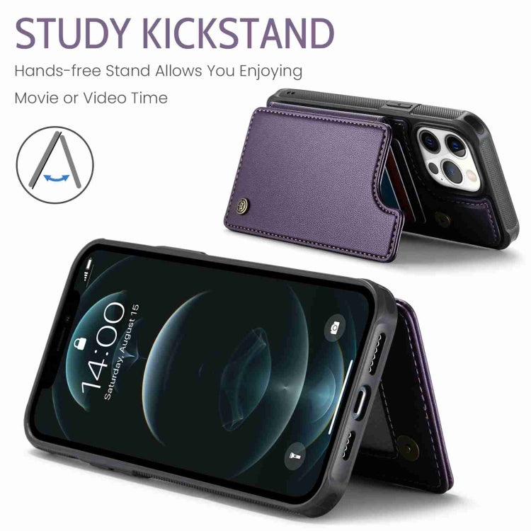 For iPhone 12 Pro Max CaseMe C22 Card Slots Holder RFID Anti-theft Phone Case(Purple)