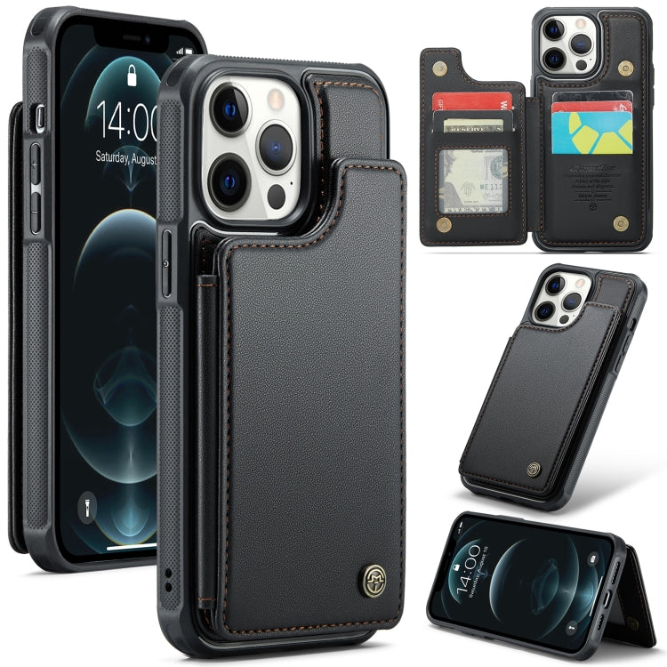 For iPhone 12 Pro Max CaseMe C22 Card Slots Holder RFID Anti-theft Phone Case(Black)