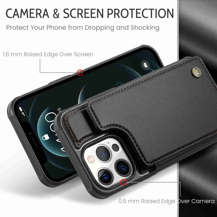 For iPhone 12 Pro Max CaseMe C22 Card Slots Holder RFID Anti-theft Phone Case(Black)