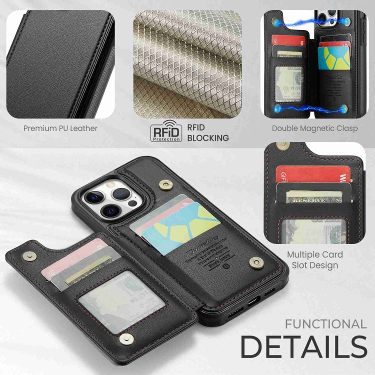 For iPhone 12 Pro Max CaseMe C22 Card Slots Holder RFID Anti-theft Phone Case(Black)