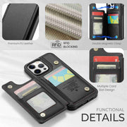 For iPhone 12 Pro Max CaseMe C22 Card Slots Holder RFID Anti-theft Phone Case(Black)