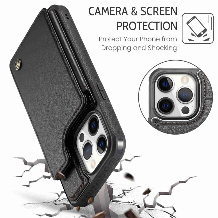 For iPhone 12 Pro Max CaseMe C22 Card Slots Holder RFID Anti-theft Phone Case(Black)