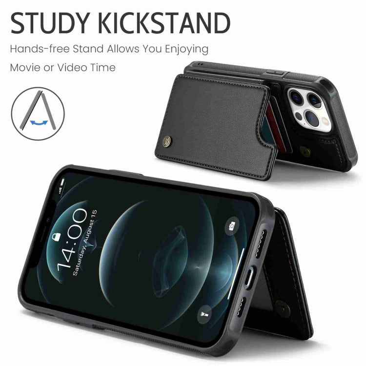 For iPhone 12 Pro Max CaseMe C22 Card Slots Holder RFID Anti-theft Phone Case(Black)