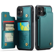 For iPhone 12 / 12 Pro CaseMe C22 Card Slots Holder RFID Anti-theft Phone Case(Blue Green)