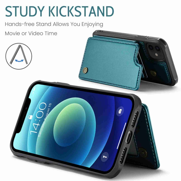 For iPhone 12 / 12 Pro CaseMe C22 Card Slots Holder RFID Anti-theft Phone Case(Blue Green)