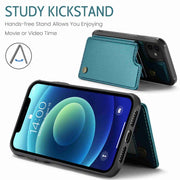 For iPhone 12 / 12 Pro CaseMe C22 Card Slots Holder RFID Anti-theft Phone Case(Blue Green)