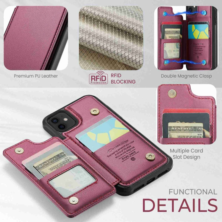 For iPhone 12 / 12 Pro CaseMe C22 Card Slots Holder RFID Anti-theft Phone Case(Wine Red)