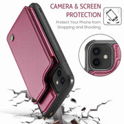 For iPhone 12 / 12 Pro CaseMe C22 Card Slots Holder RFID Anti-theft Phone Case(Wine Red)