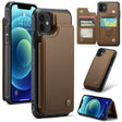 For iPhone 12 / 12 Pro CaseMe C22 Card Slots Holder RFID Anti-theft Phone Case(Brown) - free shipping - PMC Jewellery - Order now!
