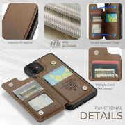 For iPhone 12 / 12 Pro CaseMe C22 Card Slots Holder RFID Anti-theft Phone Case(Brown)