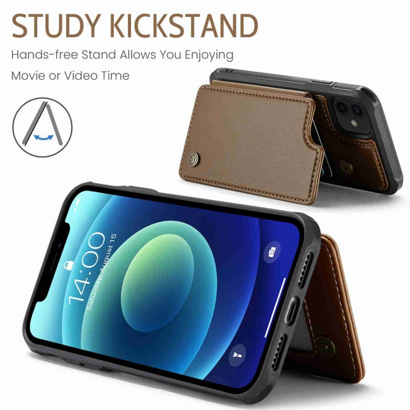 For iPhone 12 / 12 Pro CaseMe C22 Card Slots Holder RFID Anti-theft Phone Case(Brown)