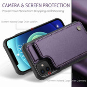 For iPhone 12 / 12 Pro CaseMe C22 Card Slots Holder RFID Anti-theft Phone Case(Purple)