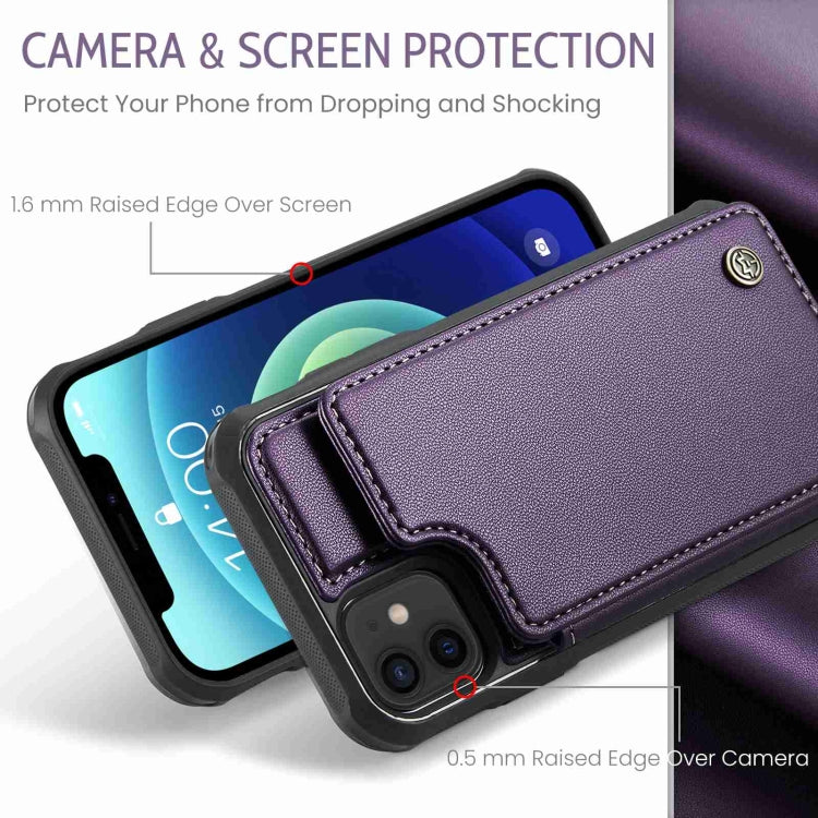 For iPhone 12 / 12 Pro CaseMe C22 Card Slots Holder RFID Anti-theft Phone Case(Purple)