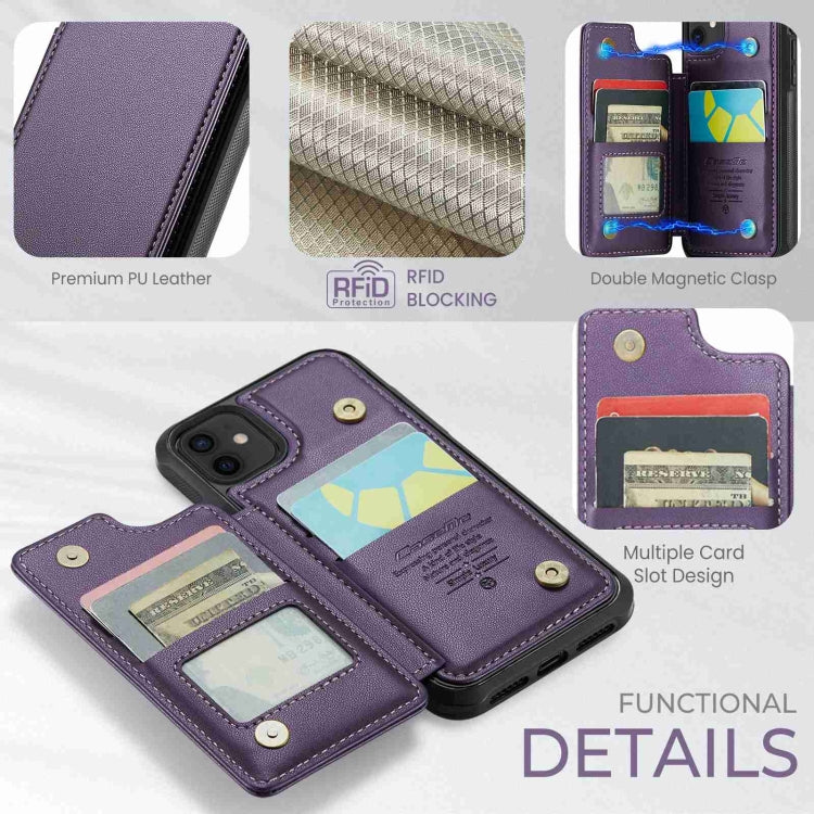 For iPhone 12 / 12 Pro CaseMe C22 Card Slots Holder RFID Anti-theft Phone Case(Purple)