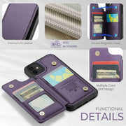 For iPhone 12 / 12 Pro CaseMe C22 Card Slots Holder RFID Anti-theft Phone Case(Purple)