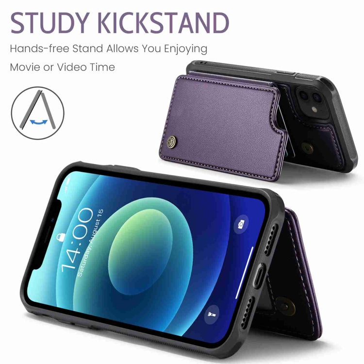 For iPhone 12 / 12 Pro CaseMe C22 Card Slots Holder RFID Anti-theft Phone Case(Purple)