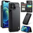 For iPhone 12 / 12 Pro CaseMe C22 Card Slots Holder RFID Anti-theft Phone Case(Black) - free shipping - PMC Jewellery - Order now!
