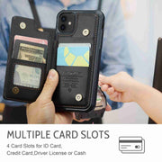 For iPhone 12 / 12 Pro CaseMe C22 Card Slots Holder RFID Anti-theft Phone Case(Black)