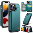 For iPhone 13 CaseMe C22 Card Slots Holder RFID Anti-theft Phone Case(Blue Green) - free shipping - PMC Jewellery - Order now!