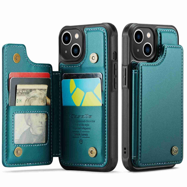 For iPhone 13 CaseMe C22 Card Slots Holder RFID Anti-theft Phone Case(Blue Green)