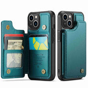 For iPhone 13 CaseMe C22 Card Slots Holder RFID Anti-theft Phone Case(Blue Green)
