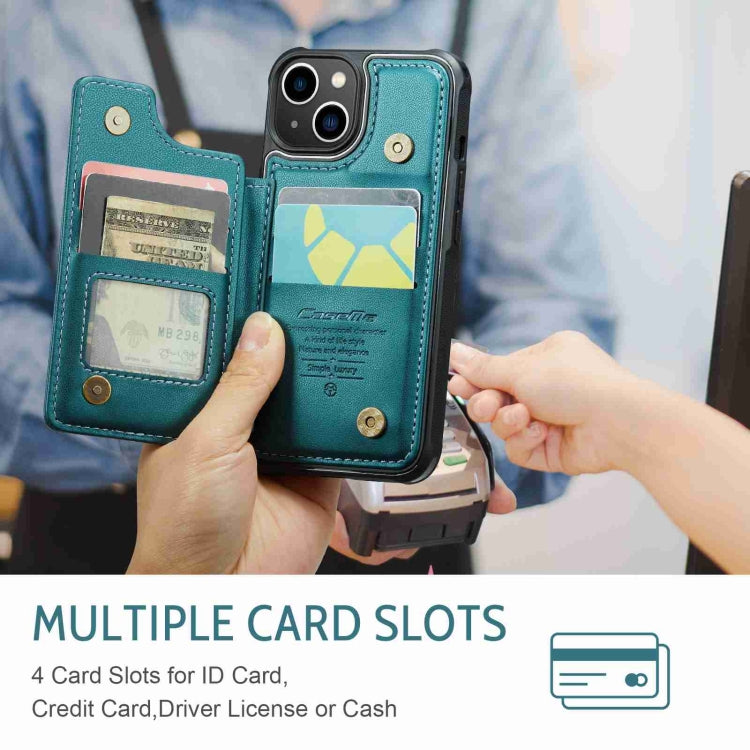 For iPhone 13 CaseMe C22 Card Slots Holder RFID Anti-theft Phone Case(Blue Green)
