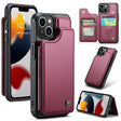 For iPhone 13 CaseMe C22 Card Slots Holder RFID Anti-theft Phone Case(Wine Red) - free shipping - PMC Jewellery - Order now!