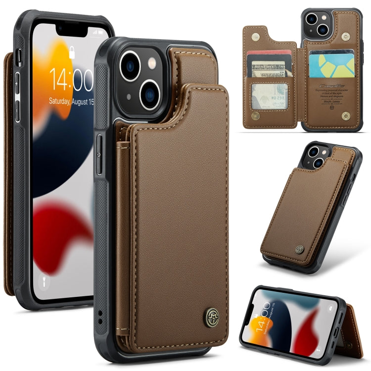 For iPhone 13 CaseMe C22 Card Slots Holder RFID Anti-theft Phone Case(Brown)