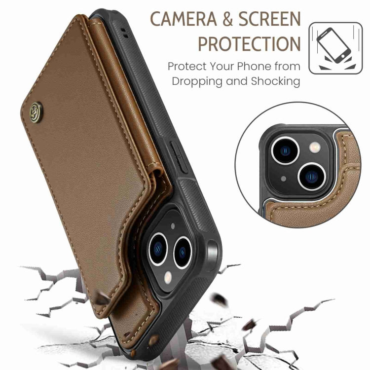 For iPhone 13 CaseMe C22 Card Slots Holder RFID Anti-theft Phone Case(Brown)