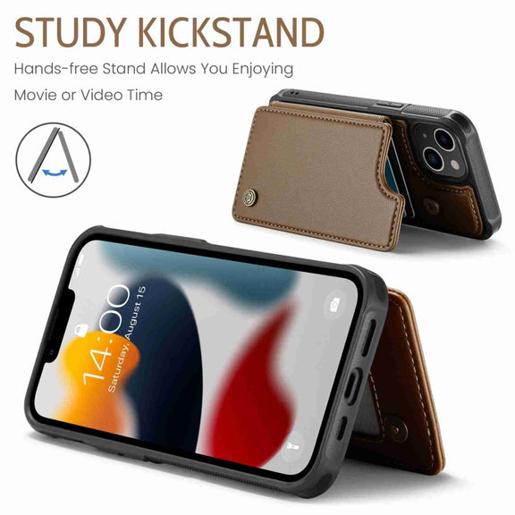 For iPhone 13 CaseMe C22 Card Slots Holder RFID Anti-theft Phone Case(Brown)