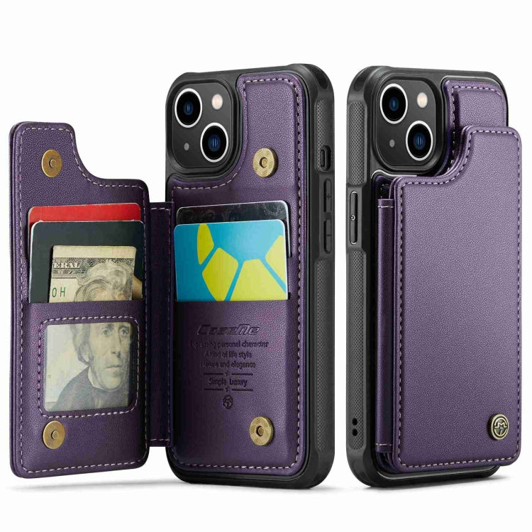 For iPhone 13 CaseMe C22 Card Slots Holder RFID Anti-theft Phone Case(Purple)