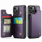 For iPhone 13 CaseMe C22 Card Slots Holder RFID Anti-theft Phone Case(Purple)