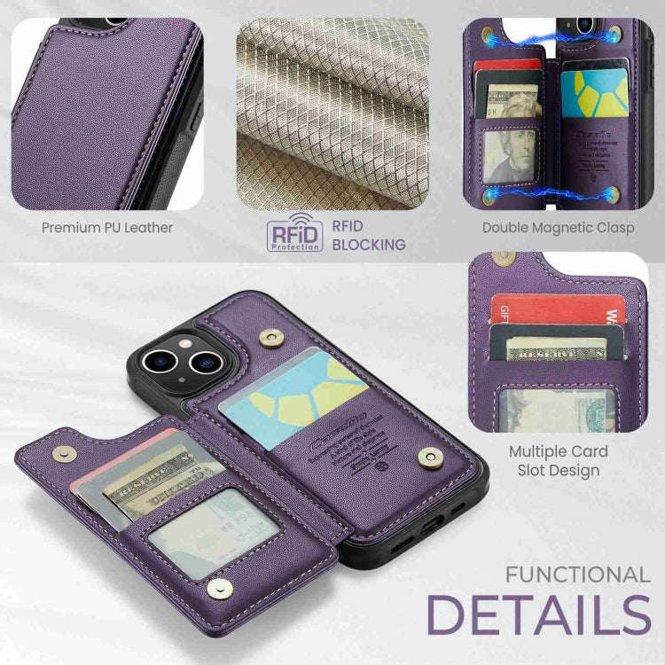 For iPhone 13 CaseMe C22 Card Slots Holder RFID Anti-theft Phone Case(Purple)