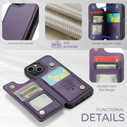For iPhone 13 CaseMe C22 Card Slots Holder RFID Anti-theft Phone Case(Purple)