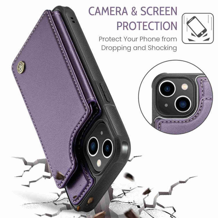 For iPhone 13 CaseMe C22 Card Slots Holder RFID Anti-theft Phone Case(Purple)