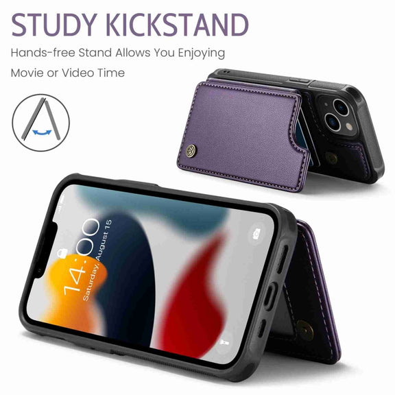 For iPhone 13 CaseMe C22 Card Slots Holder RFID Anti-theft Phone Case(Purple)