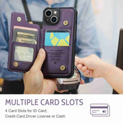 For iPhone 13 CaseMe C22 Card Slots Holder RFID Anti-theft Phone Case(Purple)
