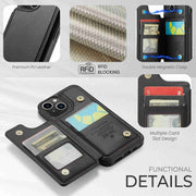 For iPhone 13 CaseMe C22 Card Slots Holder RFID Anti-theft Phone Case(Black)