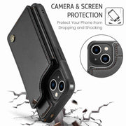 For iPhone 13 CaseMe C22 Card Slots Holder RFID Anti-theft Phone Case(Black)