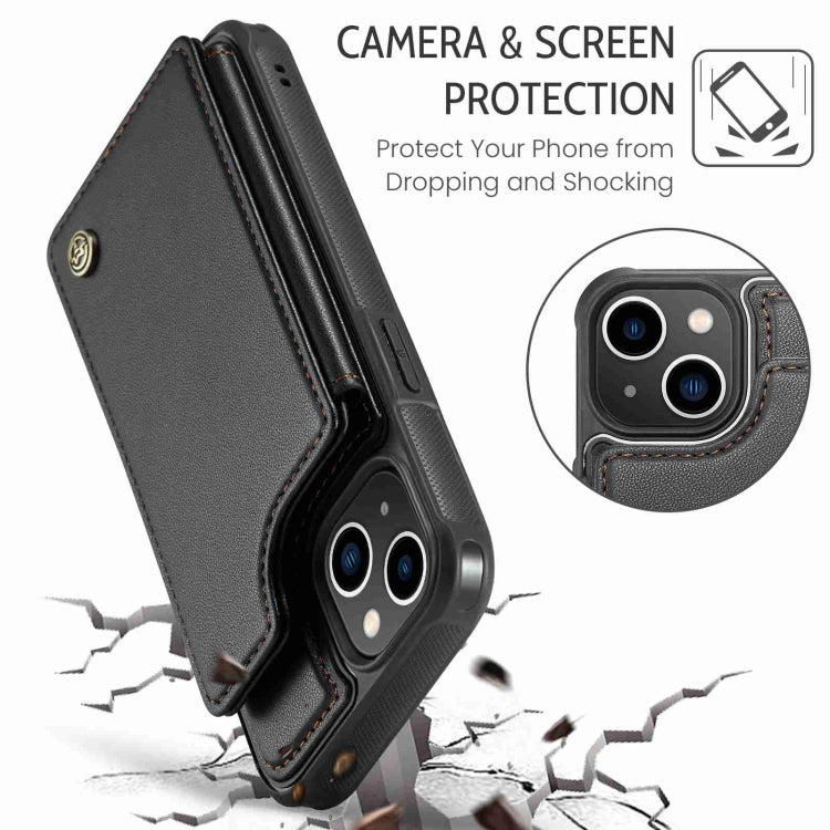 For iPhone 13 CaseMe C22 Card Slots Holder RFID Anti-theft Phone Case(Black)