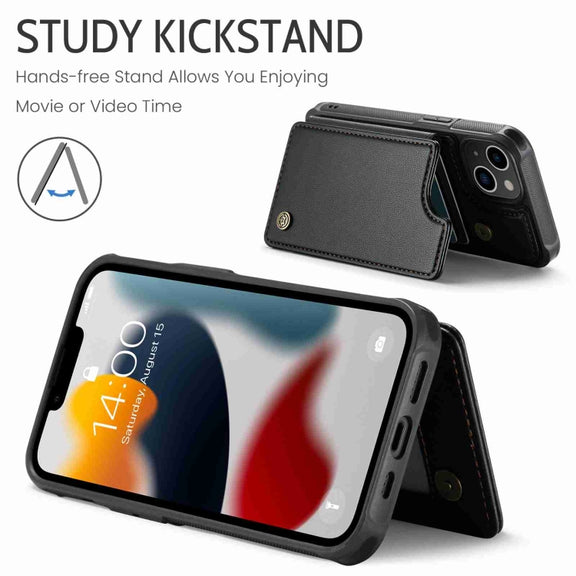 For iPhone 13 CaseMe C22 Card Slots Holder RFID Anti-theft Phone Case(Black)