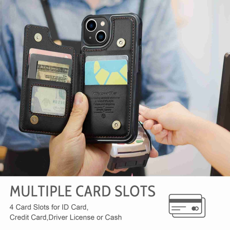 For iPhone 13 CaseMe C22 Card Slots Holder RFID Anti-theft Phone Case(Black)